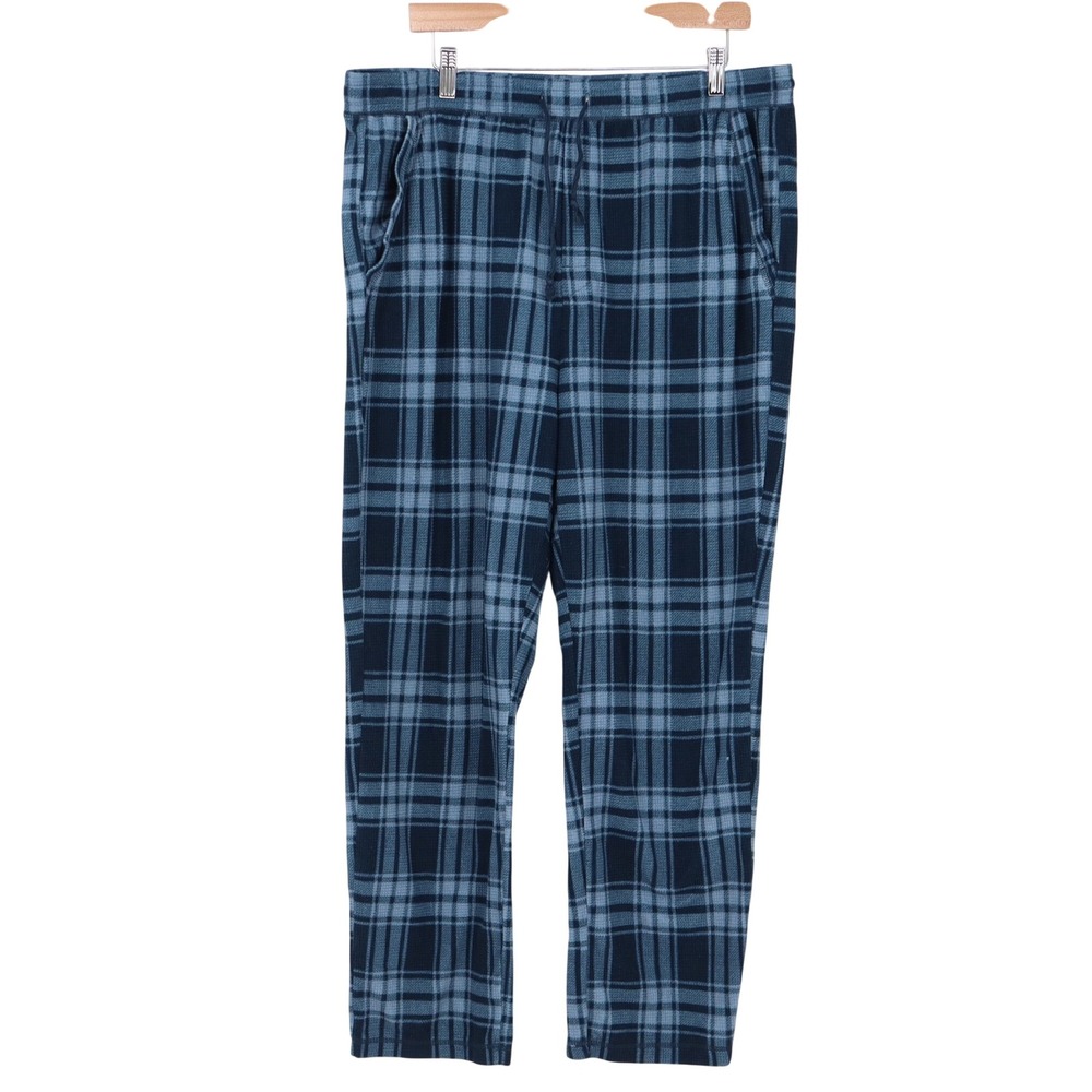 32 Degrees Pajama Pants Mens XL Sleepwear Blue Plaid Waffle Knit Thermal